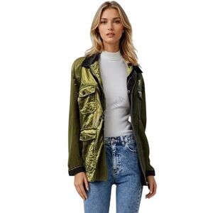 BANANA REPUBLIC Dark Green with Contrasting Collar Barn Jacket in Sz M-L